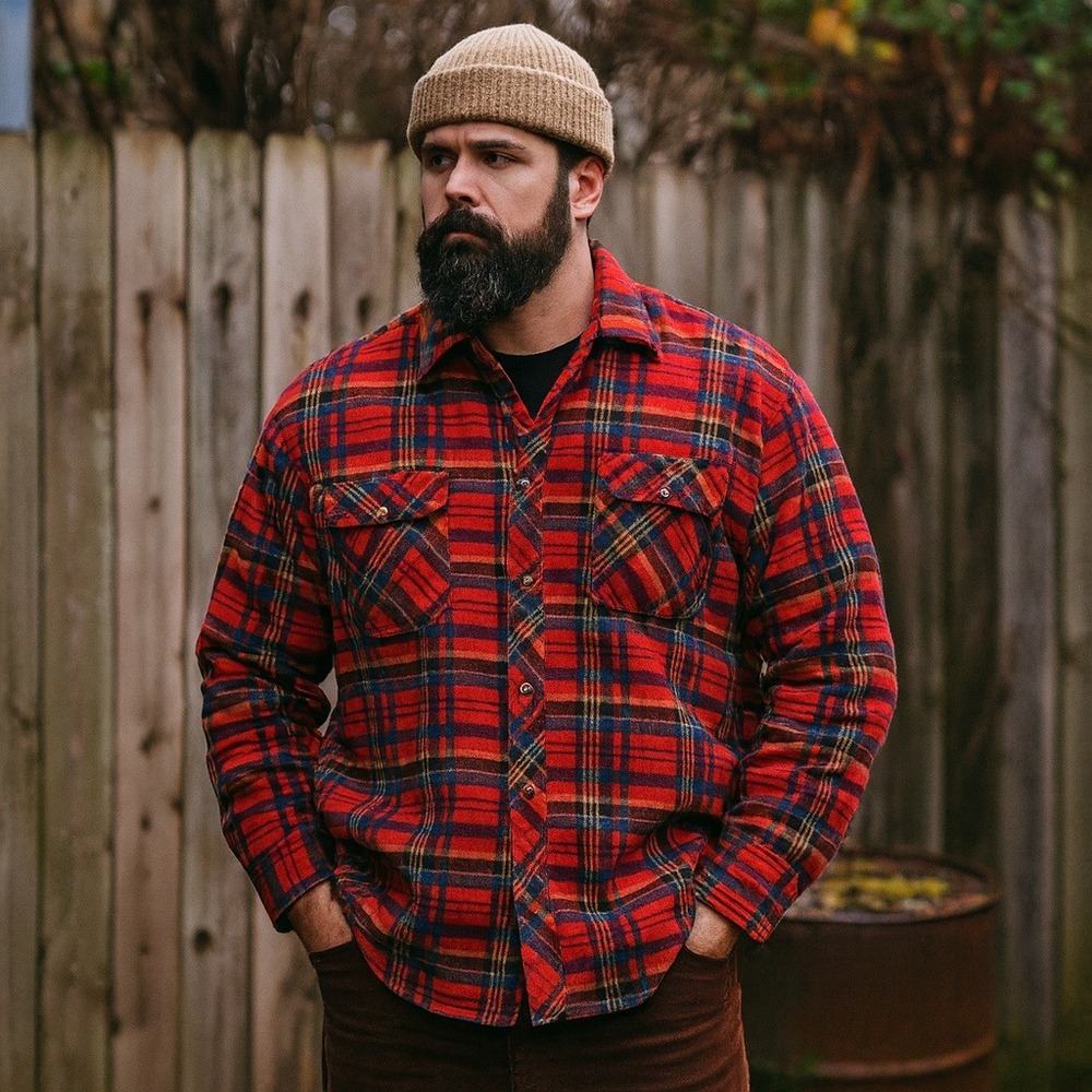 Vintage‎ 90s Northwest Territory Red Plaid Quilted Flannel Shirt Jacket Workwear